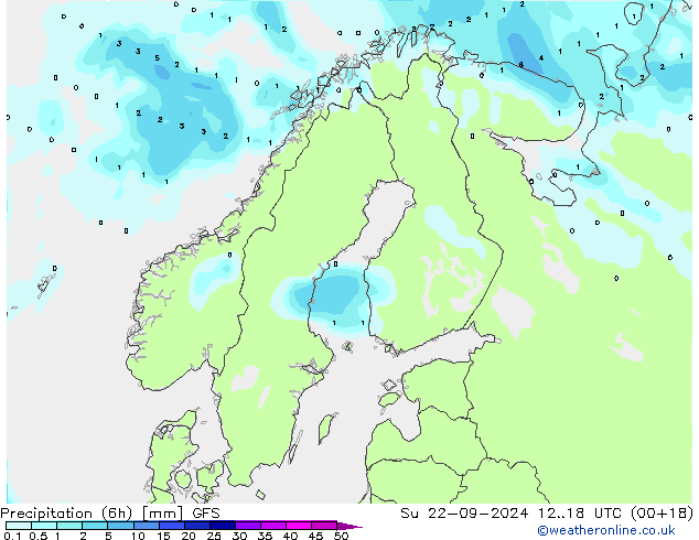 Z500/Rain (+SLP)/Z850 GFS Dom 22.09.2024 18 UTC