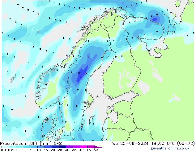 Z500/Rain (+SLP)/Z850 GFS We 25.09.2024 00 UTC