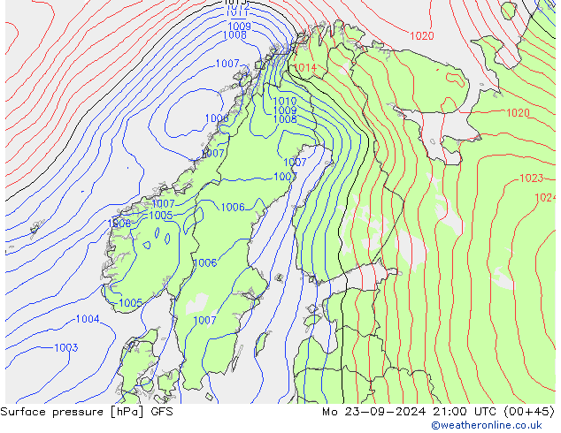 Yer basıncı GFS Pzt 23.09.2024 21 UTC