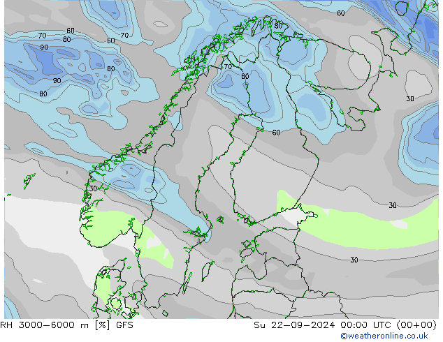 RH 3000-6000 m GFS Dom 22.09.2024 00 UTC