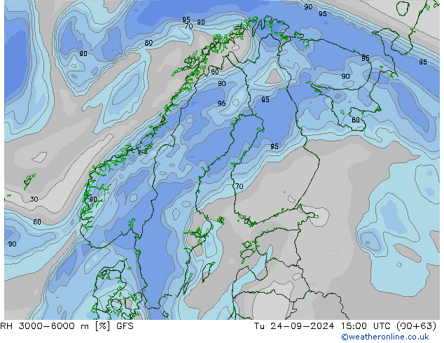 RH 3000-6000 m GFS Di 24.09.2024 15 UTC