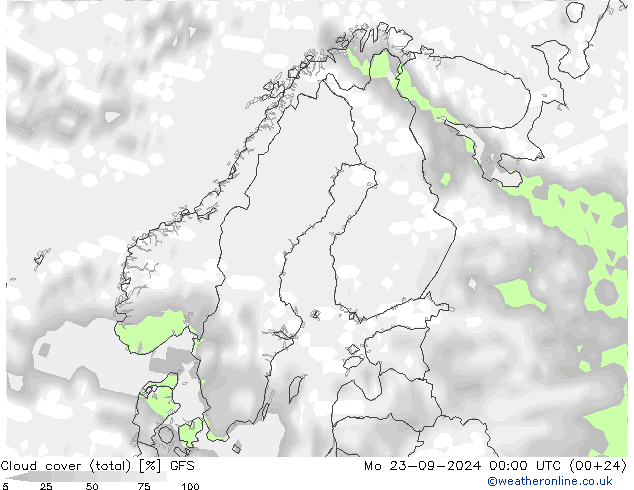 Wolken (gesamt) GFS Mo 23.09.2024 00 UTC