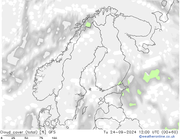 облака (сумма) GFS вт 24.09.2024 12 UTC