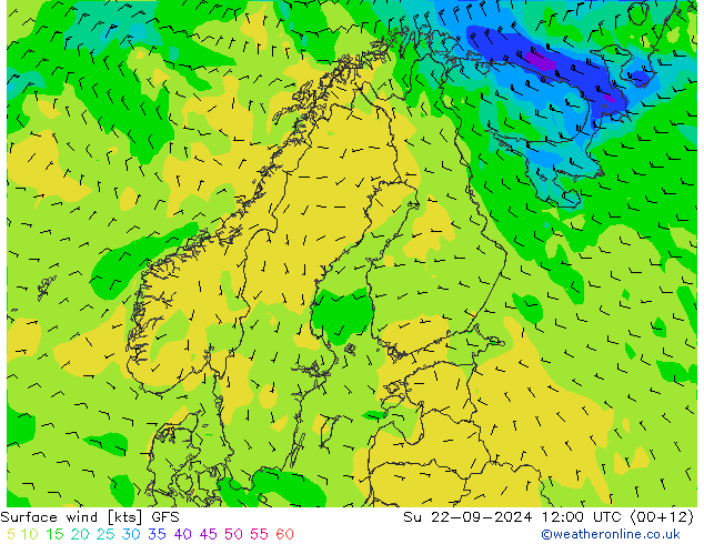 Bodenwind GFS So 22.09.2024 12 UTC