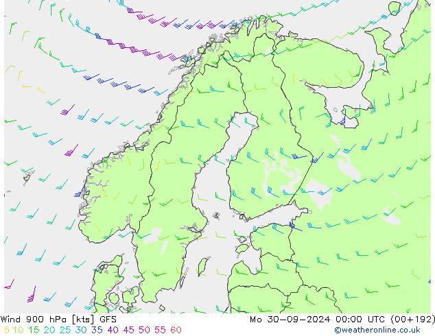 Wind 900 hPa GFS September 2024