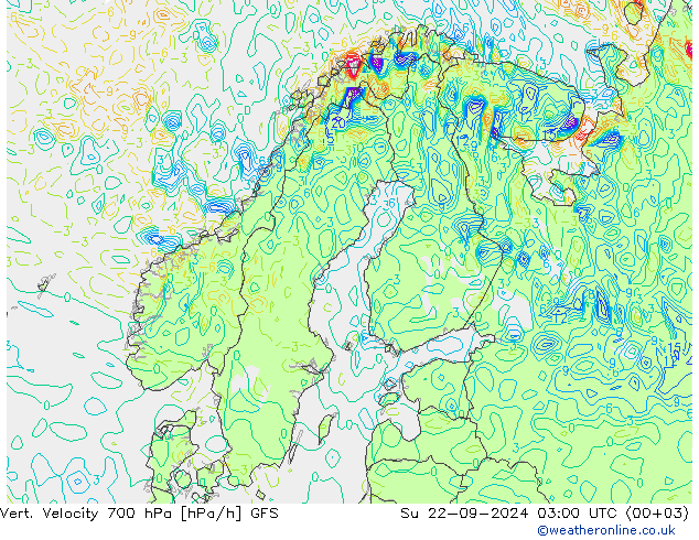 Vert. Velocity 700 hPa GFS 星期日 22.09.2024 03 UTC