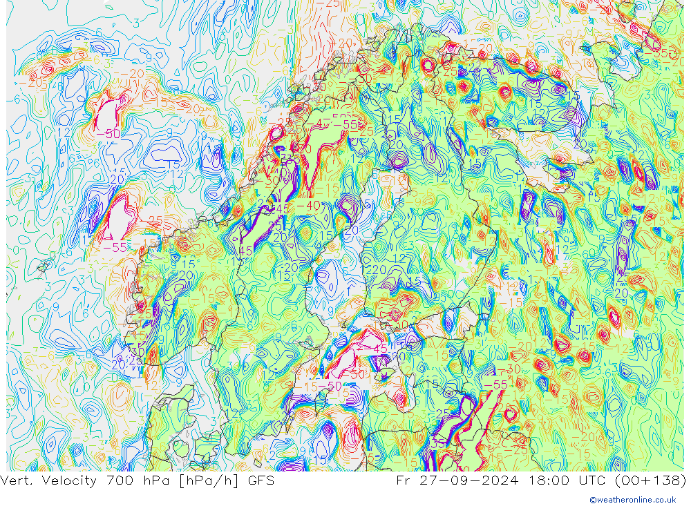 Vert. Velocity 700 hPa GFS Sex 27.09.2024 18 UTC