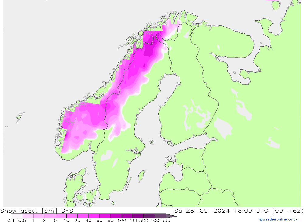 Snow accu. GFS Sa 28.09.2024 18 UTC