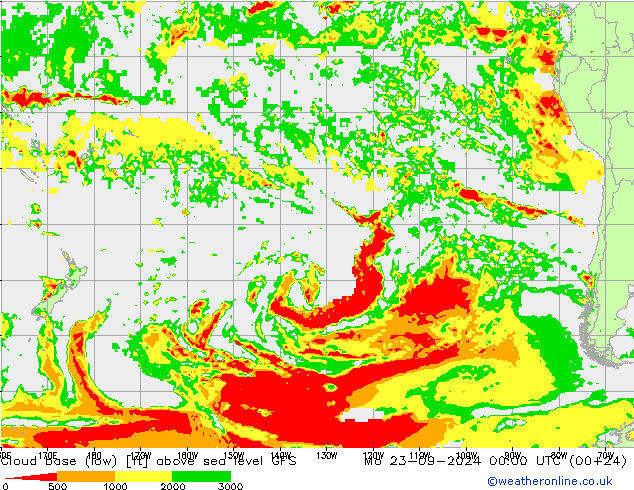 Wolkenbasis (Laag) GFS ma 23.09.2024 00 UTC