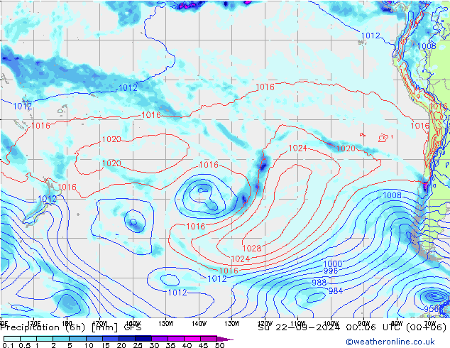 Precipitação (6h) GFS Dom 22.09.2024 06 UTC