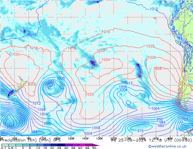 Z500/Regen(+SLP)/Z850 GFS wo 25.09.2024 18 UTC