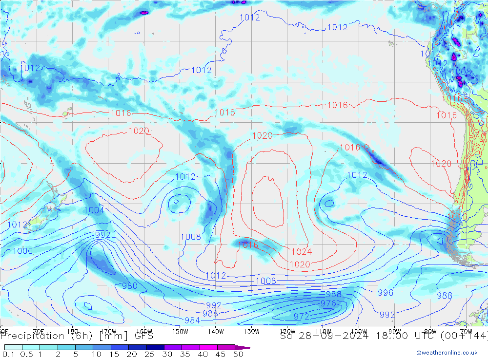 Precipitação (6h) GFS Sáb 28.09.2024 00 UTC