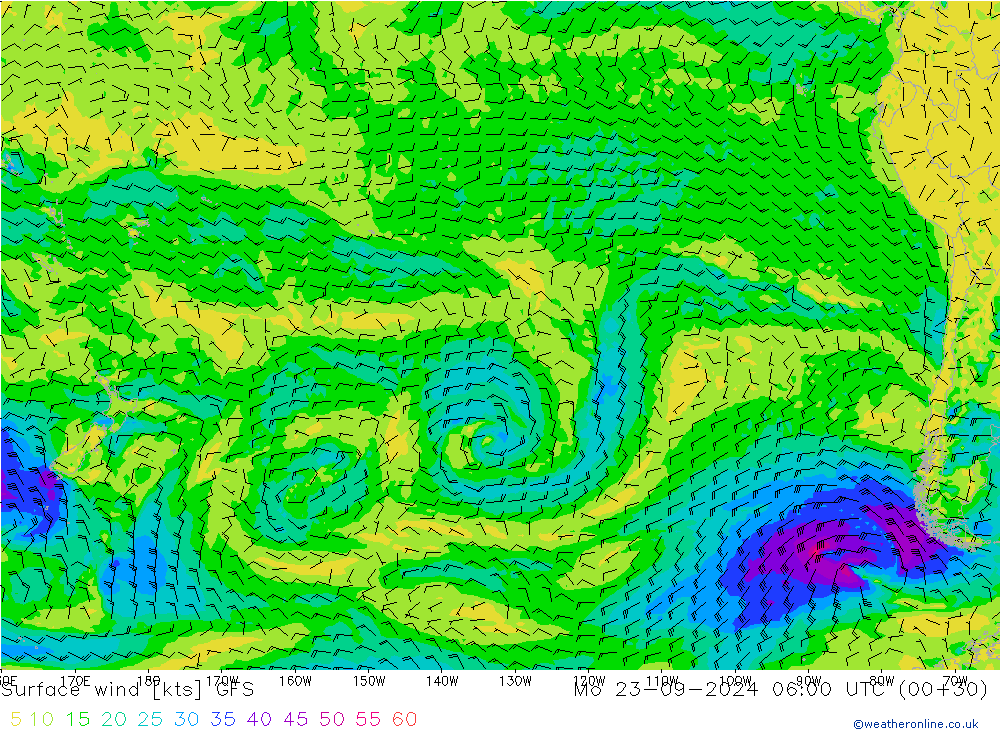 Vento 10 m GFS Seg 23.09.2024 06 UTC