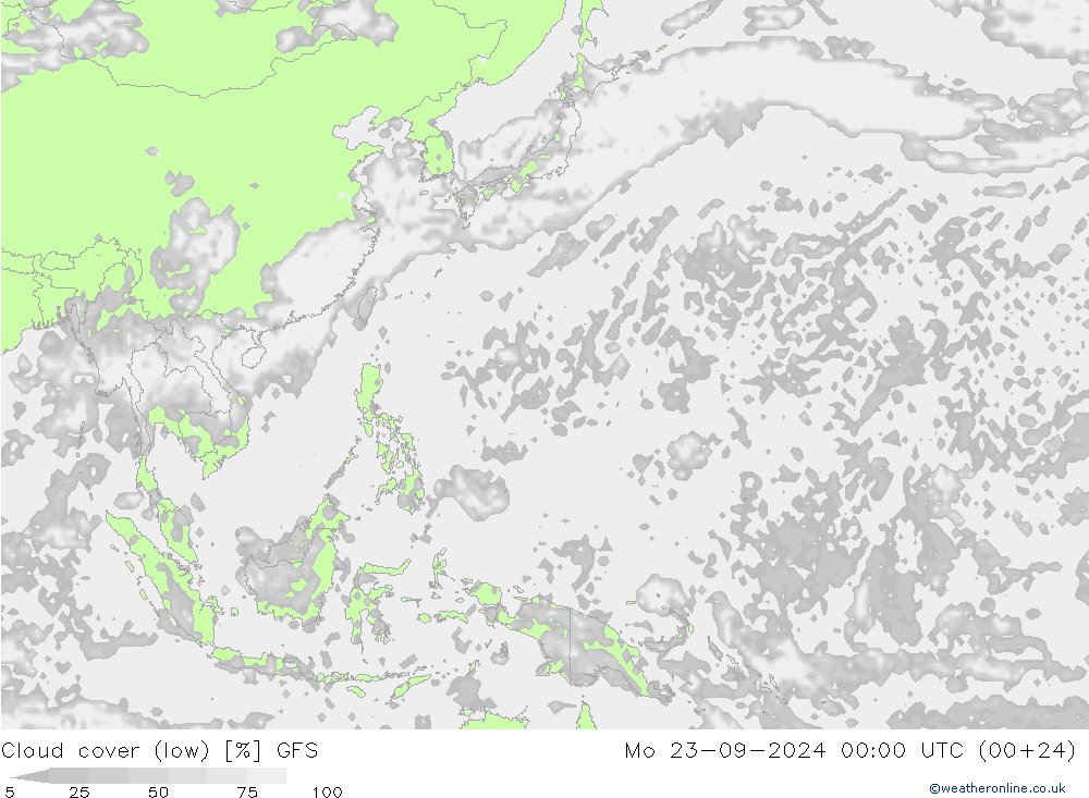 Wolken (tief) GFS Mo 23.09.2024 00 UTC