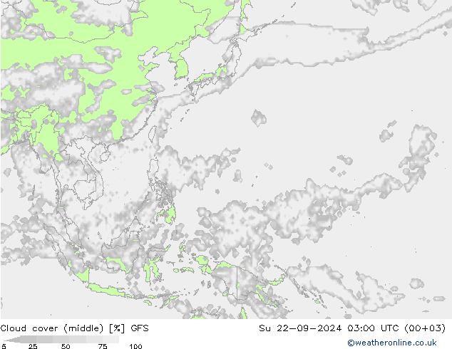 Cloud cover (middle) GFS Su 22.09.2024 03 UTC