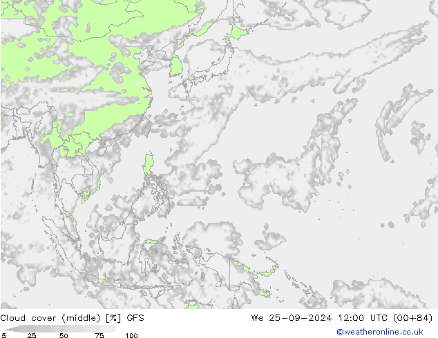 Bulutlar (orta) GFS Çar 25.09.2024 12 UTC