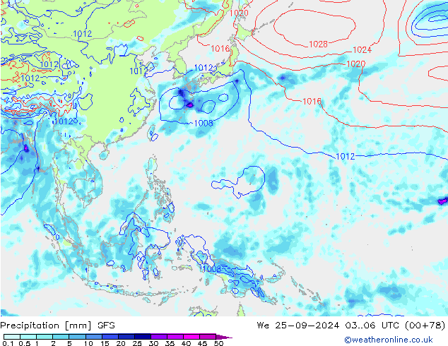 Neerslag GFS wo 25.09.2024 06 UTC