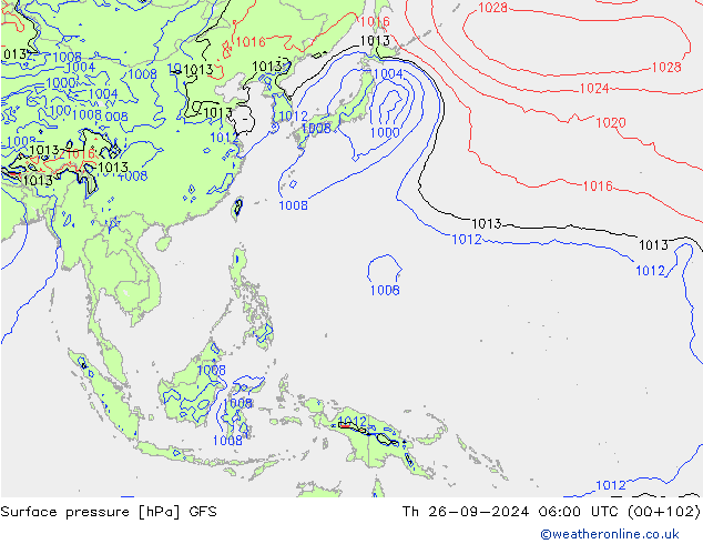 приземное давление GFS чт 26.09.2024 06 UTC