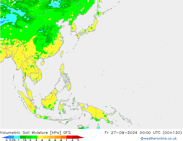 Volumetric Soil Moisture GFS пт 27.09.2024 00 UTC