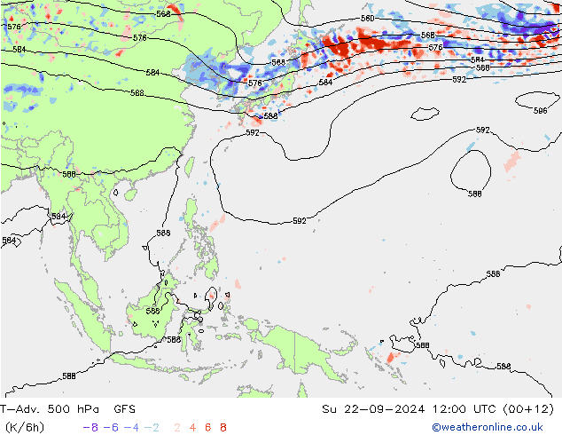 T-Adv. 500 hPa GFS Su 22.09.2024 12 UTC