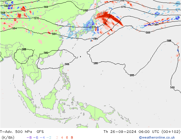 T-Adv. 500 hPa GFS gio 26.09.2024 06 UTC