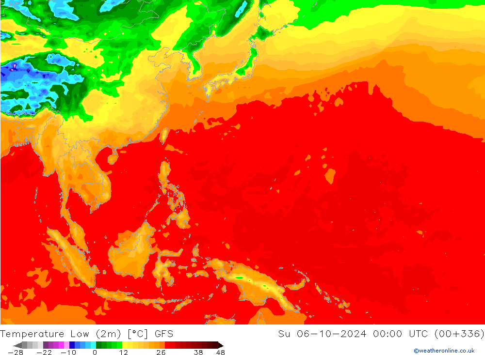 Темпер. мин. (2т) GFS Вс 06.10.2024 00 UTC