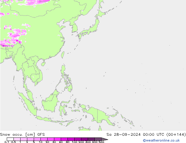 Totale sneeuw GFS za 28.09.2024 00 UTC