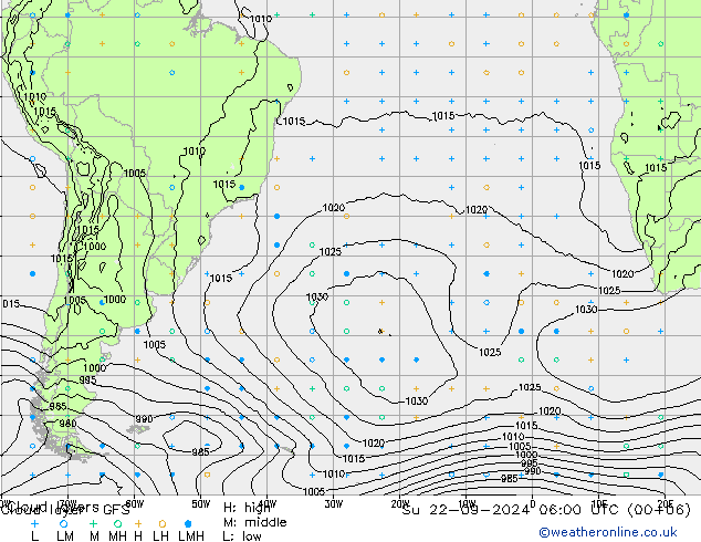 Cloud layer GFS Su 22.09.2024 06 UTC