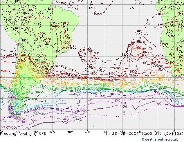 Freezing level GFS Th 26.09.2024 12 UTC