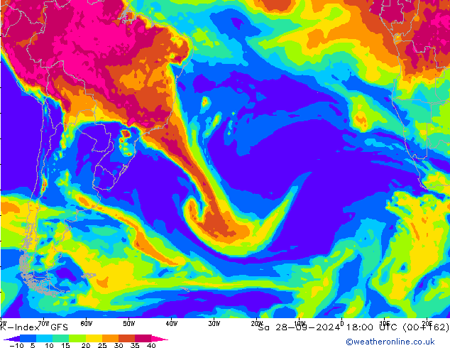 K-Index GFS Sáb 28.09.2024 18 UTC