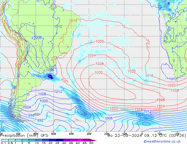 Precipitation GFS Mo 23.09.2024 12 UTC