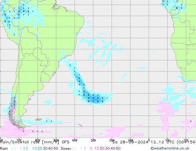 Regen/Sneeuwval GFS za 28.09.2024 12 UTC