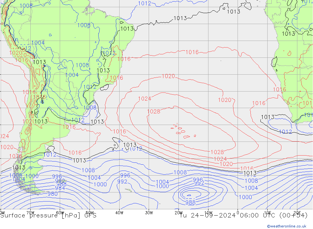 Surface pressure GFS Tu 24.09.2024 06 UTC