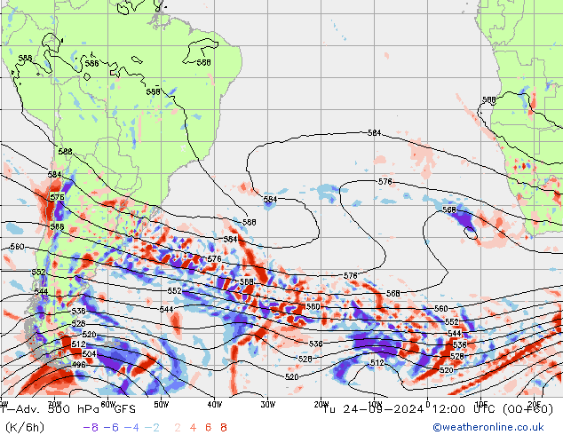 T-Adv. 500 hPa GFS Út 24.09.2024 12 UTC