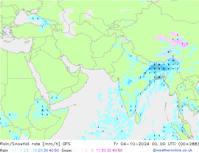 Rain/Snowfall rate GFS Sex 04.10.2024 00 UTC