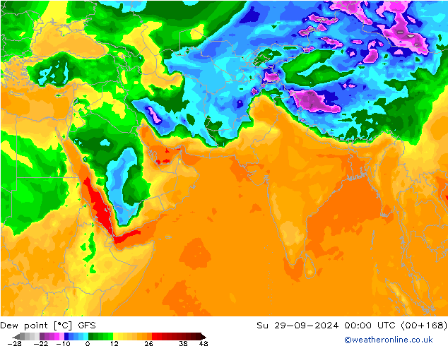 Rosný bod GFS Ne 29.09.2024 00 UTC