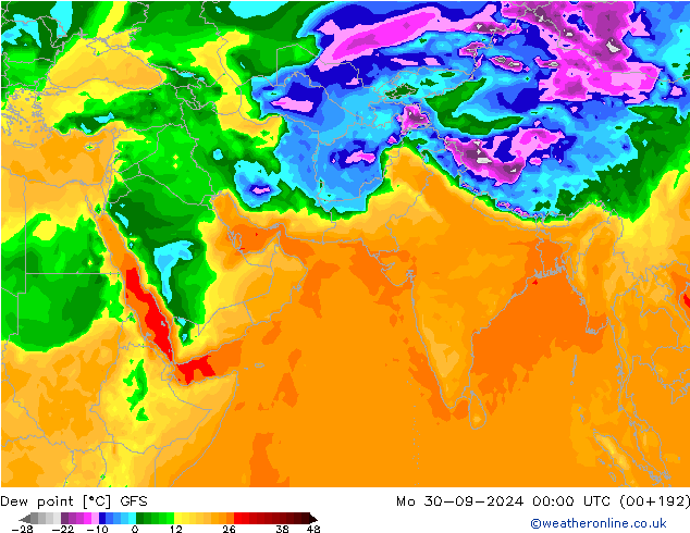 露点 GFS 星期一 30.09.2024 00 UTC