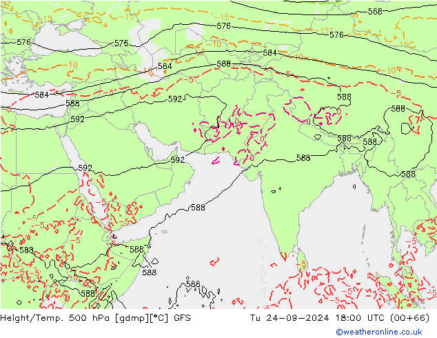 Z500/Rain (+SLP)/Z850 GFS Tu 24.09.2024 18 UTC