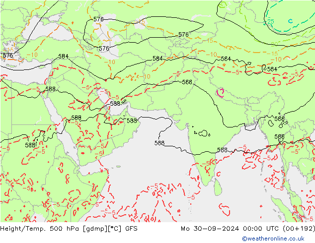 Height/Temp. 500 hPa GFS lun 30.09.2024 00 UTC