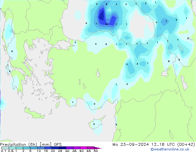 Totale neerslag (6h) GFS ma 23.09.2024 18 UTC