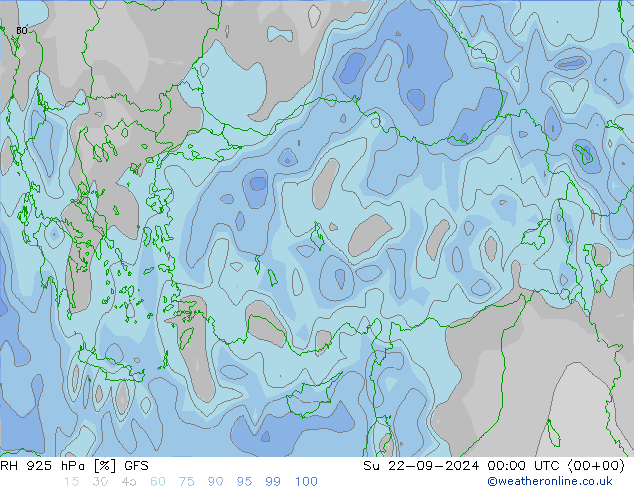 RH 925 гПа GFS Вс 22.09.2024 00 UTC