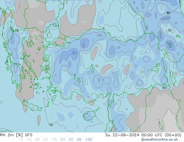 RH 2m GFS Ne 22.09.2024 00 UTC