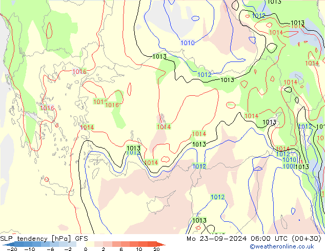 Druktendens (+/-) GFS ma 23.09.2024 06 UTC