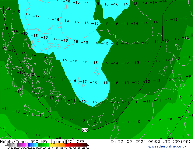 Z500/Rain (+SLP)/Z850 GFS Su 22.09.2024 06 UTC