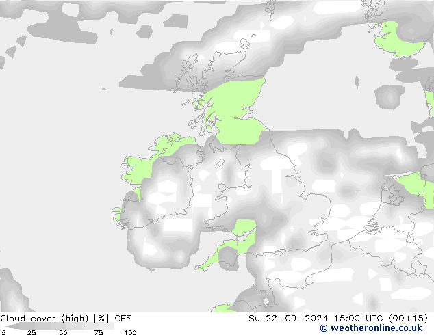 Bewolking (Hoog) GFS zo 22.09.2024 15 UTC