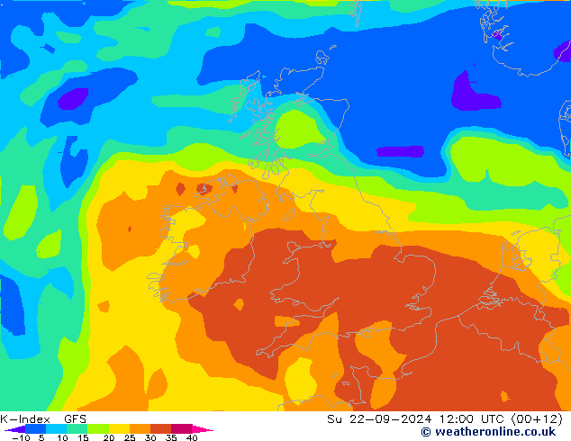 K-Index GFS dom 22.09.2024 12 UTC