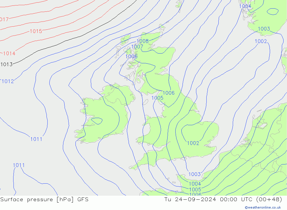 Surface pressure GFS Tu 24.09.2024 00 UTC