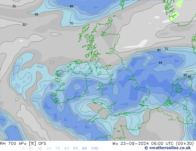 RV 700 hPa GFS ma 23.09.2024 06 UTC