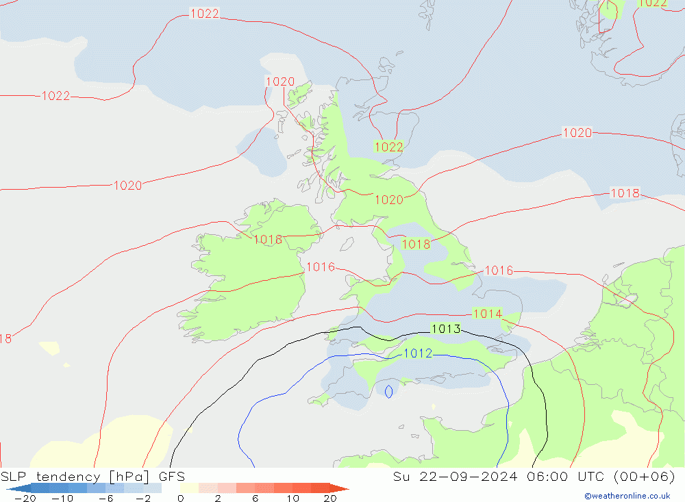 SLP tendency GFS Ne 22.09.2024 06 UTC