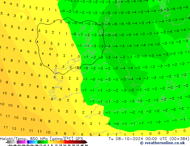 Z500/Regen(+SLP)/Z850 GFS di 08.10.2024 00 UTC